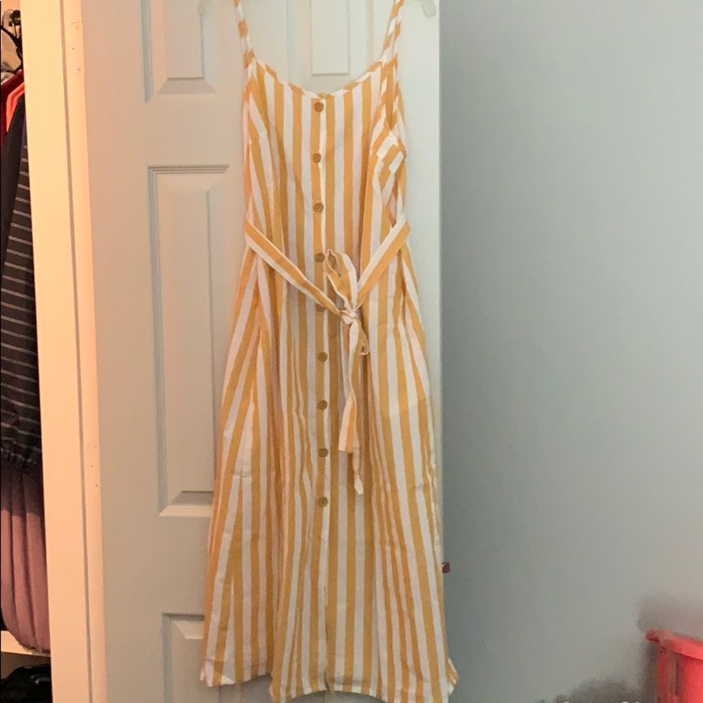 Yellow stripped summer dress